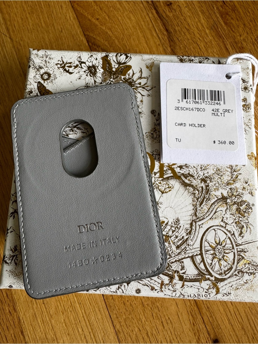 Dior Gray Leather Card Sleeve with Cutout - Picture 3 of 4